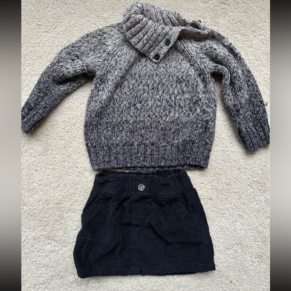 Old Navy Skirt and Charcoal Knit Sweater Set Size 18 months